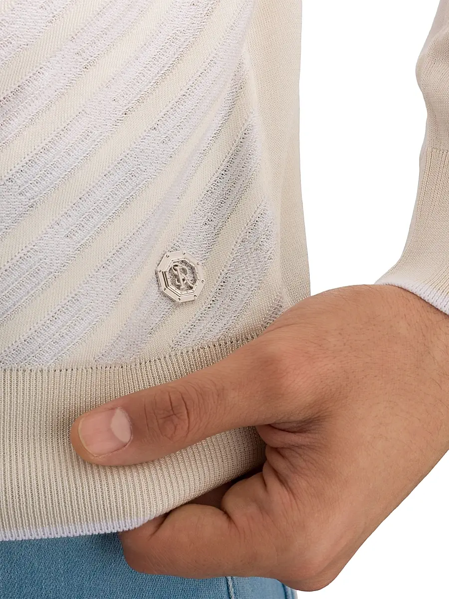 Stefano Ricci Men's Cotton and Silk Jacquard Knit Sweater | Thumbnail 5 Stefano Ricci Men's Cotton and Silk Jacquard Knit Sweater | Thumbnail 5