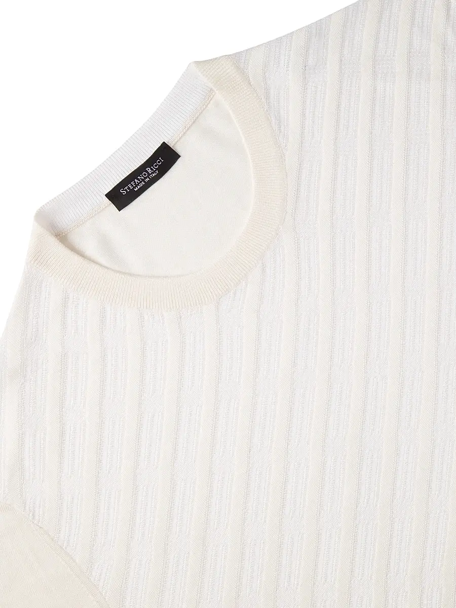 Stefano Ricci Men's Cotton and Silk Jacquard Knit Sweater | Thumbnail 7 Stefano Ricci Men's Cotton and Silk Jacquard Knit Sweater | Thumbnail 7