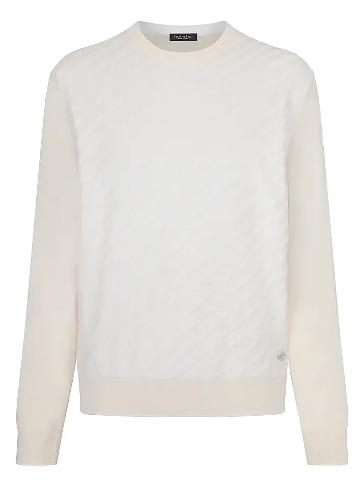 Men's Cotton and Silk Jacquard Knit Sweater Men's Cotton and Silk Jacquard Knit Sweater