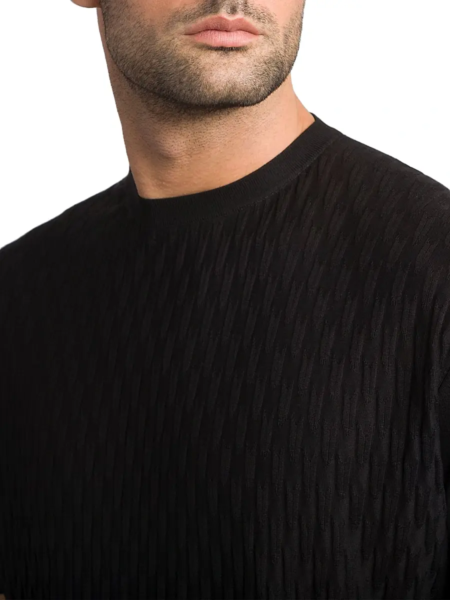 Stefano Ricci Men's Alpha Yarn Cashmere Knit Crewneck Sweater - Black - Size 42 | Thumbnail 4 Stefano Ricci Men's Alpha Yarn Cashmere Knit Crewneck Sweater - Black - Size 42 | Thumbnail 4