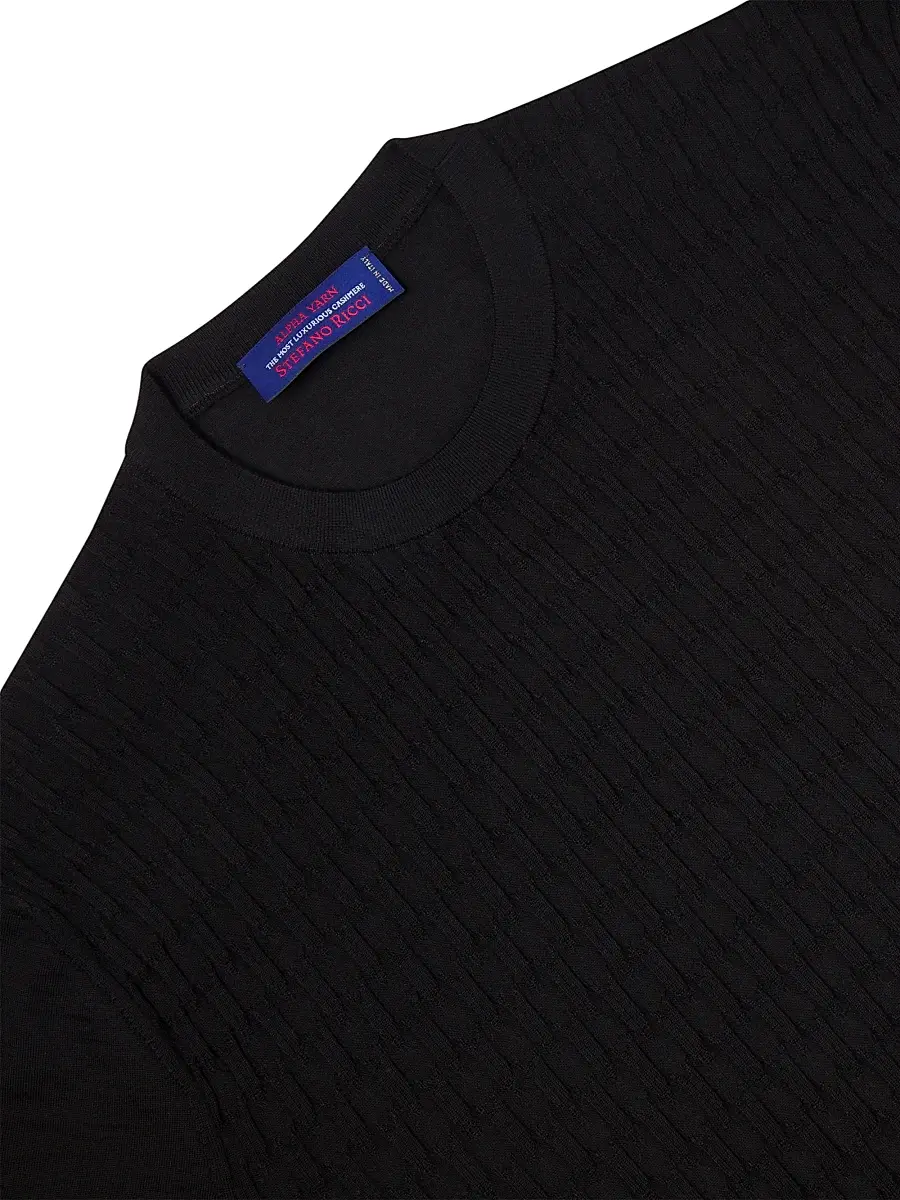 Stefano Ricci Men's Alpha Yarn Cashmere Knit Crewneck Sweater - Black - Size 42 | Thumbnail 5 Stefano Ricci Men's Alpha Yarn Cashmere Knit Crewneck Sweater - Black - Size 42 | Thumbnail 5