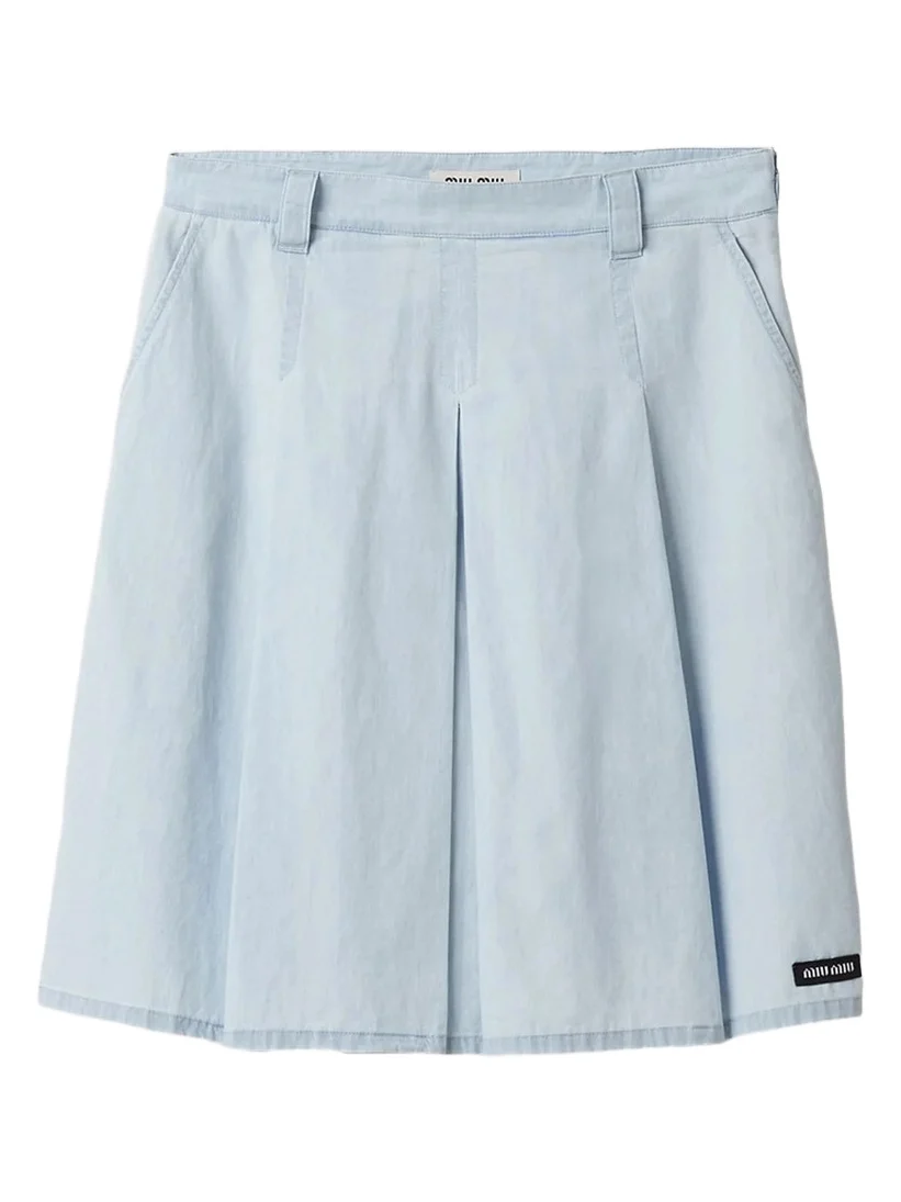 Women's Pleated Chambray Skirt