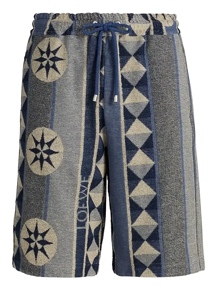 Loewe Men's x Paula's Ibiza Jacquard Terry Cotton Shorts
