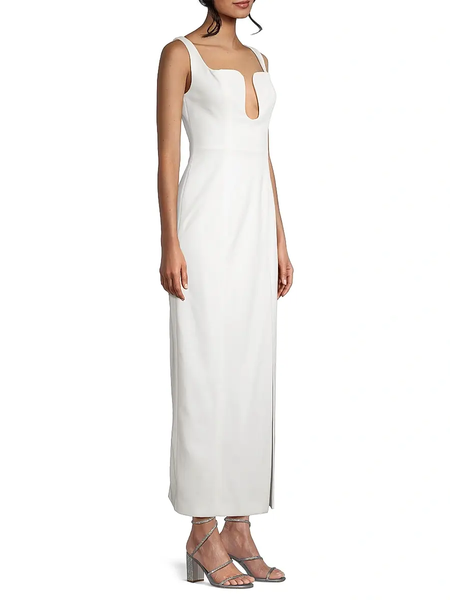 Misha Women's Franka Bonded Crêpe Notch Midi-Dress | Thumbnail 4