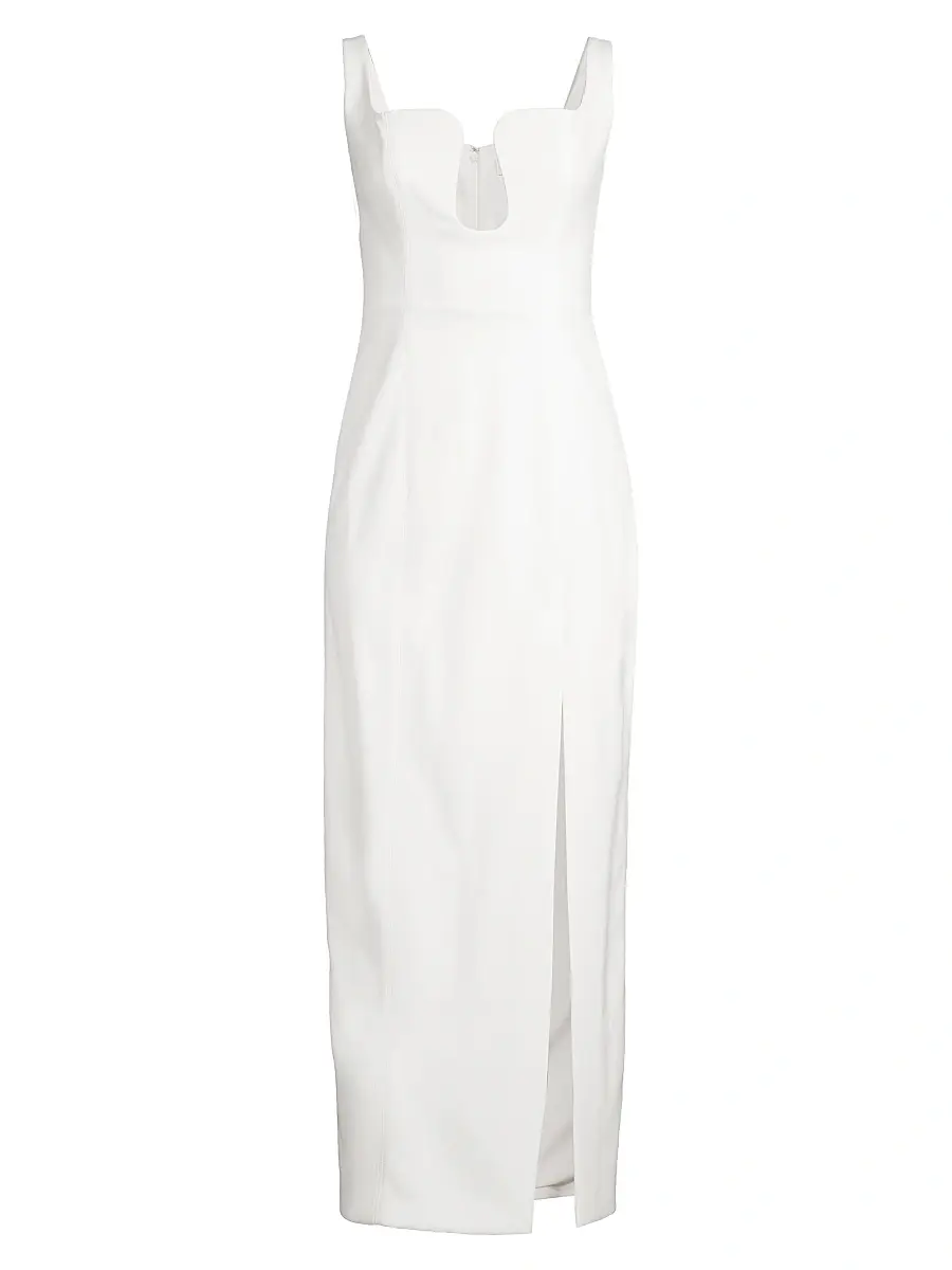 Misha Women's Franka Bonded Crêpe Notch Midi-Dress - Ivory - Size XS | Image 1 Misha Women's Franka Bonded Crêpe Notch Midi-Dress - Ivory - Size XS | Image 1