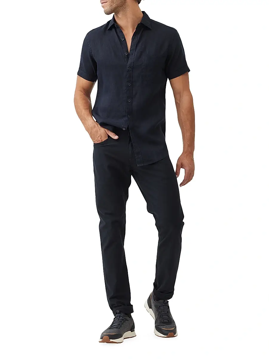 Rodd & Gunn Men's Palm Heights Linen Short-Sleeve Shirt - Midnight | Thumbnail 2 Rodd & Gunn Men's Palm Heights Linen Short-Sleeve Shirt - Midnight | Thumbnail 2