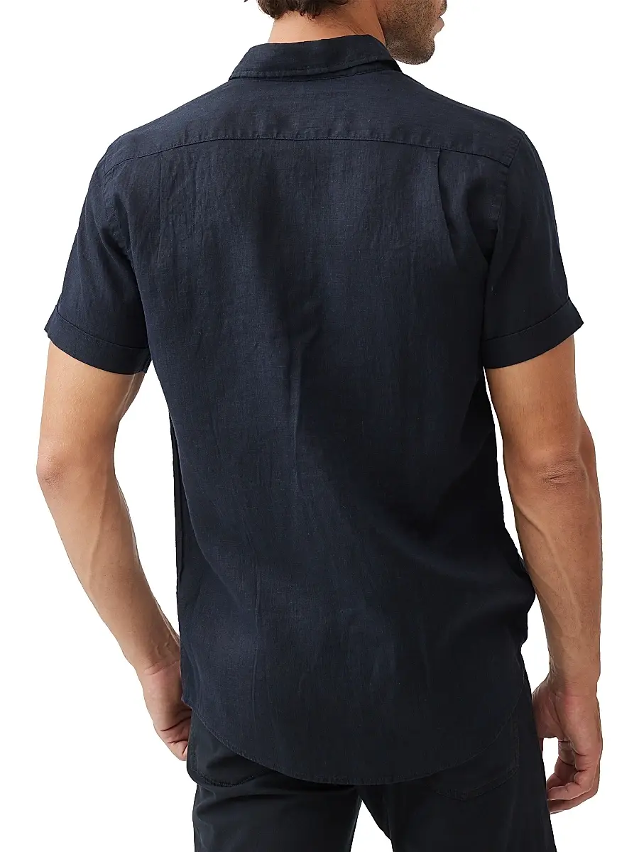 Rodd & Gunn Men's Palm Heights Linen Short-Sleeve Shirt - Midnight | Thumbnail 4 Rodd & Gunn Men's Palm Heights Linen Short-Sleeve Shirt - Midnight | Thumbnail 4