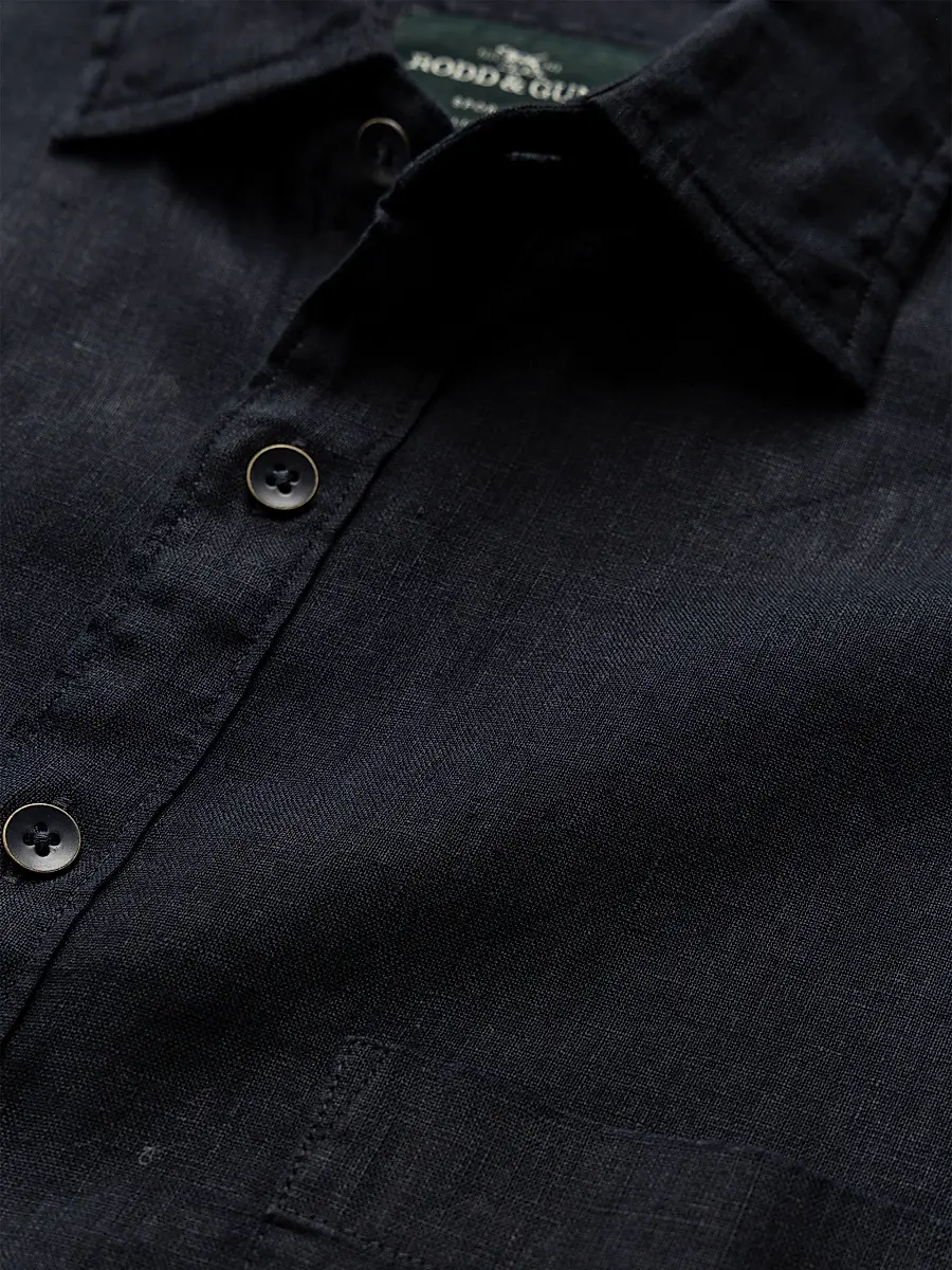 Rodd & Gunn Men's Palm Heights Linen Short-Sleeve Shirt - Midnight | Thumbnail 5 Rodd & Gunn Men's Palm Heights Linen Short-Sleeve Shirt - Midnight | Thumbnail 5