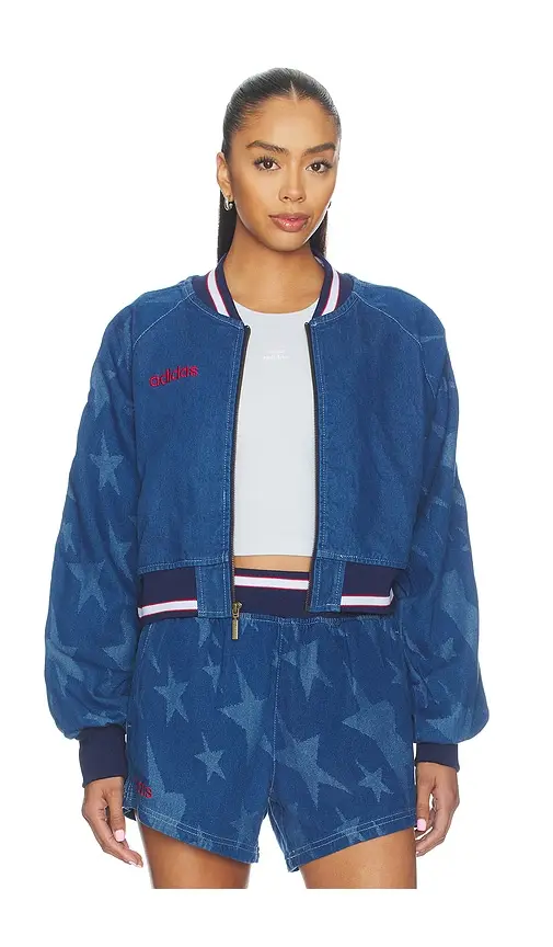 adidas Originals Superstar Denim Graphic Varsity Bomber Jacket | Thumbnail 2 adidas Originals Superstar Denim Graphic Varsity Bomber Jacket | Thumbnail 2