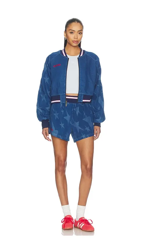 adidas Originals Denim Graphic Varsity Shorts | Thumbnail 6