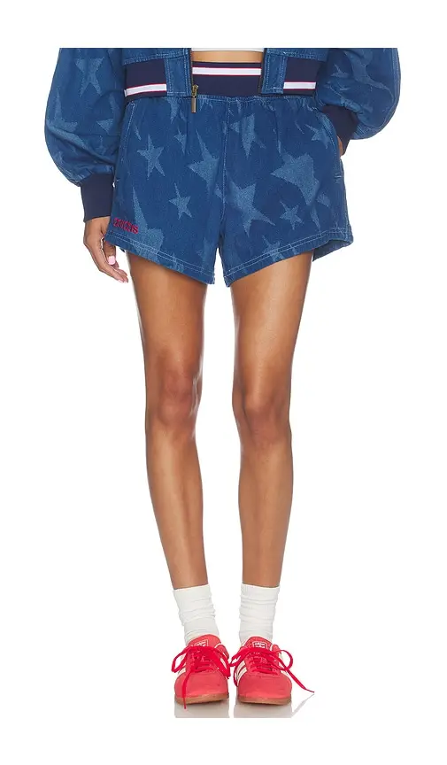 adidas Originals Denim Graphic Varsity Shorts | Image 1 adidas Originals Denim Graphic Varsity Shorts | Image 1