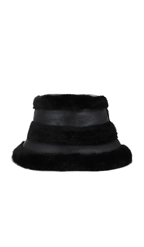 JOCELYN Faux Mink & Leather Bucket Hat | Thumbnail 2