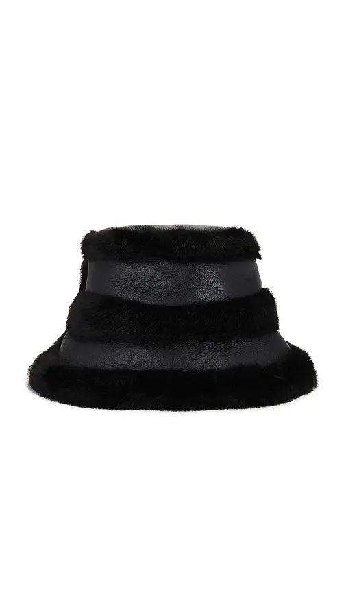 JOCELYN Faux Mink & Leather Bucket Hat | Thumbnail 3