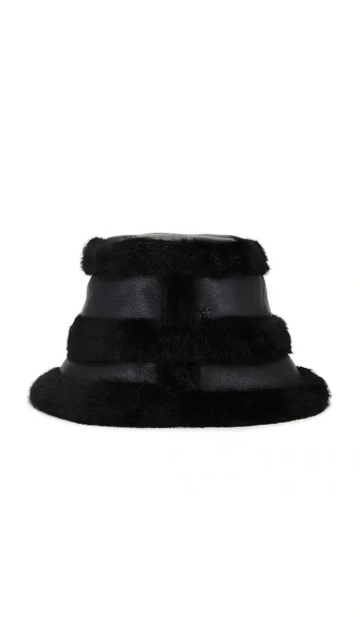 JOCELYN Faux Mink & Leather Bucket Hat | Thumbnail 4