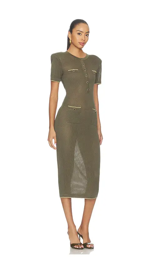 L'Agence Mel Short Sleeve Open Stitch Midi Dress | Thumbnail 2 L'Agence Mel Short Sleeve Open Stitch Midi Dress | Thumbnail 2