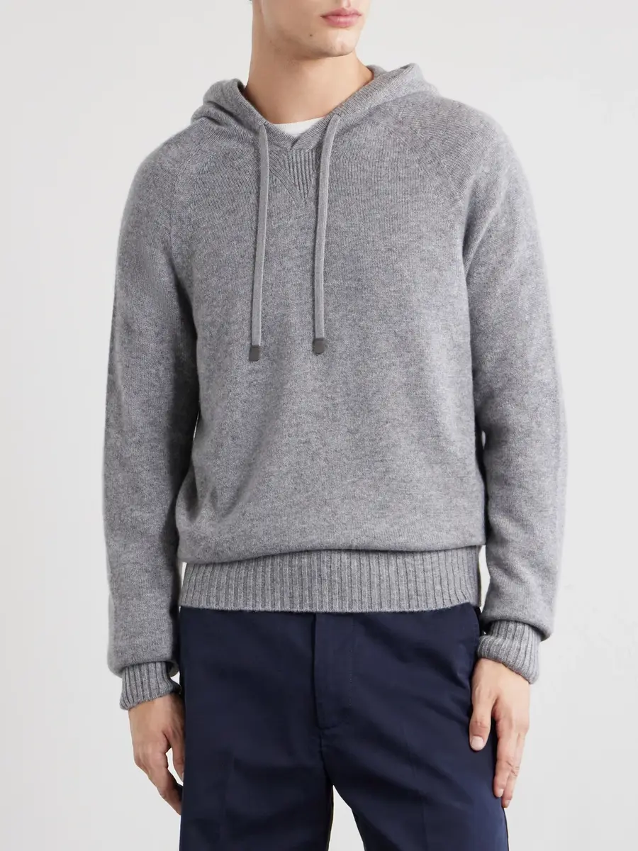 Tom Ford Logo-Embroidered Cashmere Hoodie - Men | Thumbnail 3