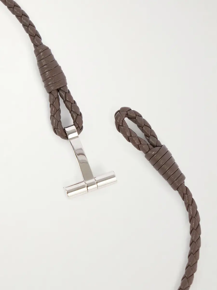 Tom Ford Woven Leather and Silver-Tone Wrap Bracelet - Men | Thumbnail 4