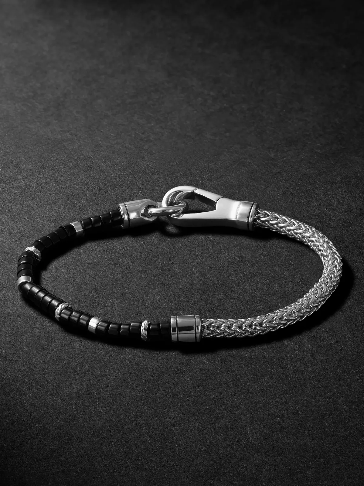 John Hardy Heishi Sterling Silver and Onyx Beaded Bracelet - Men