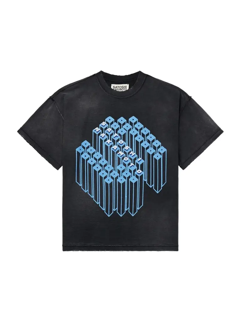 Satoshi Nakamoto Grid Lock Logo-Print Cotton-Jersey T-Shirt - Men | Image 1 Satoshi Nakamoto Grid Lock Logo-Print Cotton-Jersey T-Shirt - Men | Image 1
