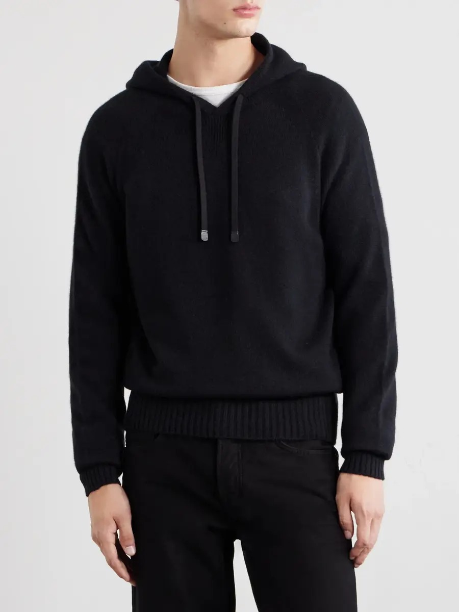 Tom Ford Logo-Embroidered Cashmere Hoodie - Men | Thumbnail 3