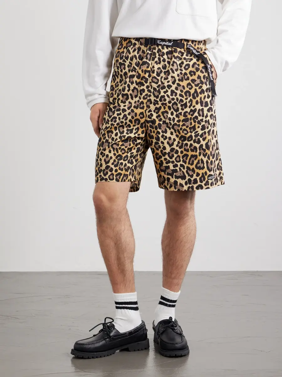 KAPITAL Wide-Leg Belted Leopard-Print Cotton-Twill Shorts - Men | Thumbnail 3 KAPITAL Wide-Leg Belted Leopard-Print Cotton-Twill Shorts - Men | Thumbnail 3