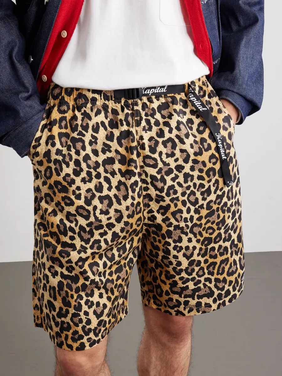 KAPITAL Wide-Leg Belted Leopard-Print Cotton-Twill Shorts - Men | Thumbnail 5 KAPITAL Wide-Leg Belted Leopard-Print Cotton-Twill Shorts - Men | Thumbnail 5