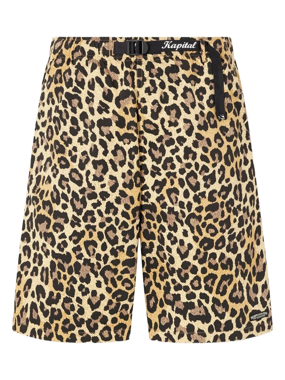 KAPITAL Wide-Leg Belted Leopard-Print Cotton-Twill Shorts - Men