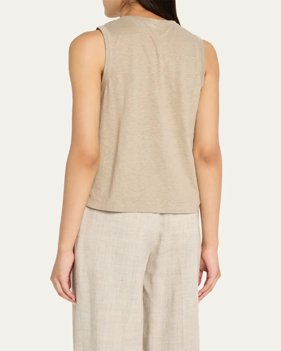 MAJESTIC FILATURES Crewneck Stretch Linen Tank | Thumbnail 3