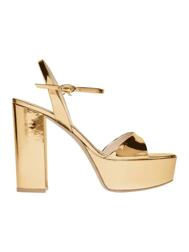 Metallic Ankle-Strap Platform Sandals