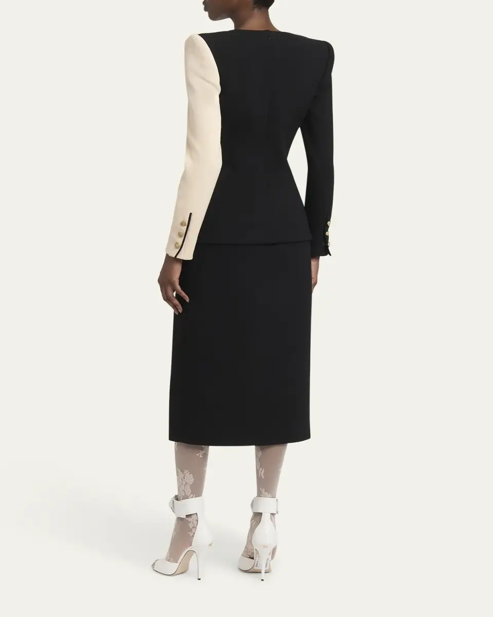 Valentino Garavani Colorblock Bow Slit Midi Dress | Thumbnail 3 Valentino Garavani Colorblock Bow Slit Midi Dress | Thumbnail 3