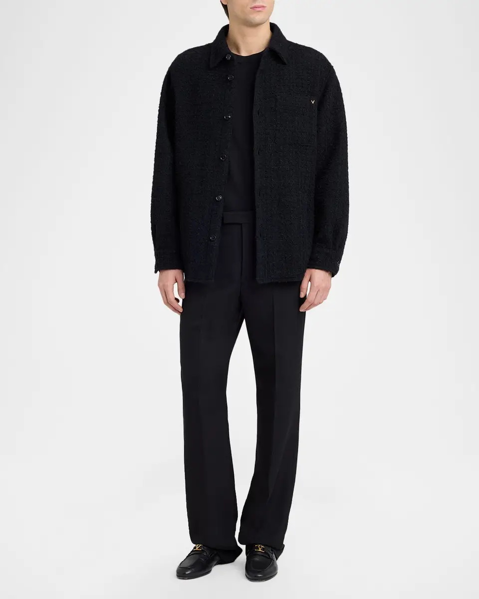 Valentino Garavani Men's Cotton Boucle Tweed Overshirt | Thumbnail 2 Valentino Garavani Men's Cotton Boucle Tweed Overshirt | Thumbnail 2