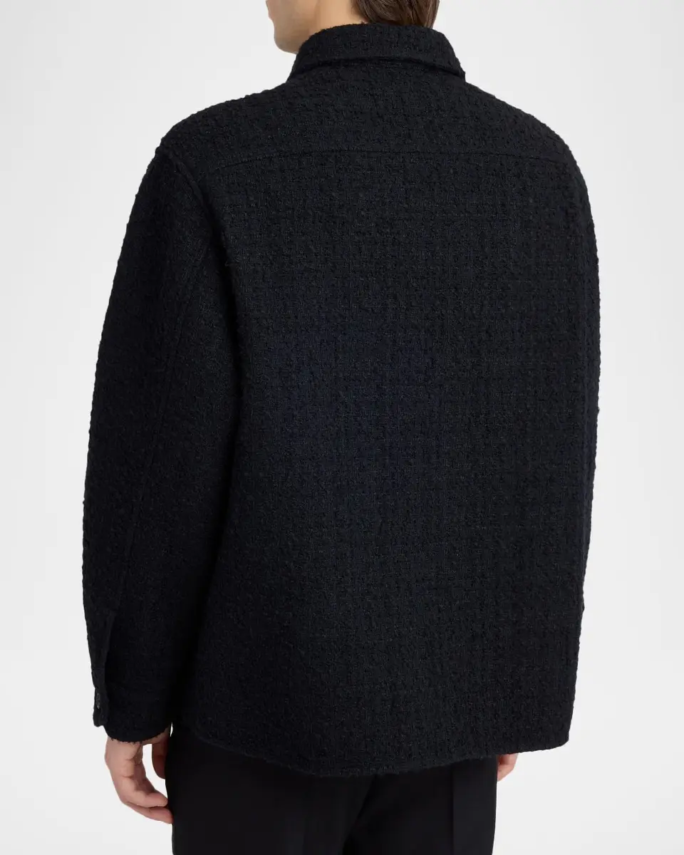 Valentino Garavani Men's Cotton Boucle Tweed Overshirt | Thumbnail 3 Valentino Garavani Men's Cotton Boucle Tweed Overshirt | Thumbnail 3