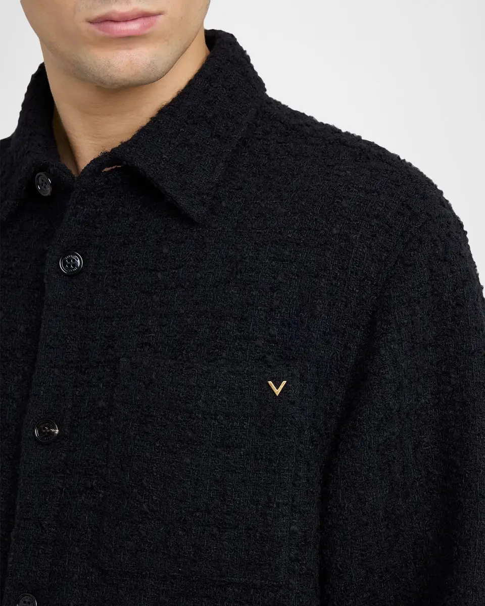Valentino Garavani Men's Cotton Boucle Tweed Overshirt | Thumbnail 5 Valentino Garavani Men's Cotton Boucle Tweed Overshirt | Thumbnail 5