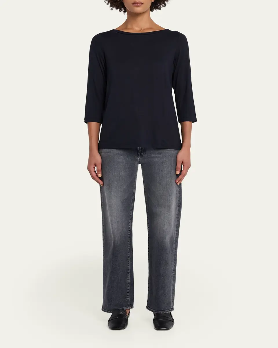 MAJESTIC FILATURES Soft Touch 3/4-Sleeve Pleat Back Crewneck Tee | Thumbnail 2 MAJESTIC FILATURES Soft Touch 3/4-Sleeve Pleat Back Crewneck Tee | Thumbnail 2