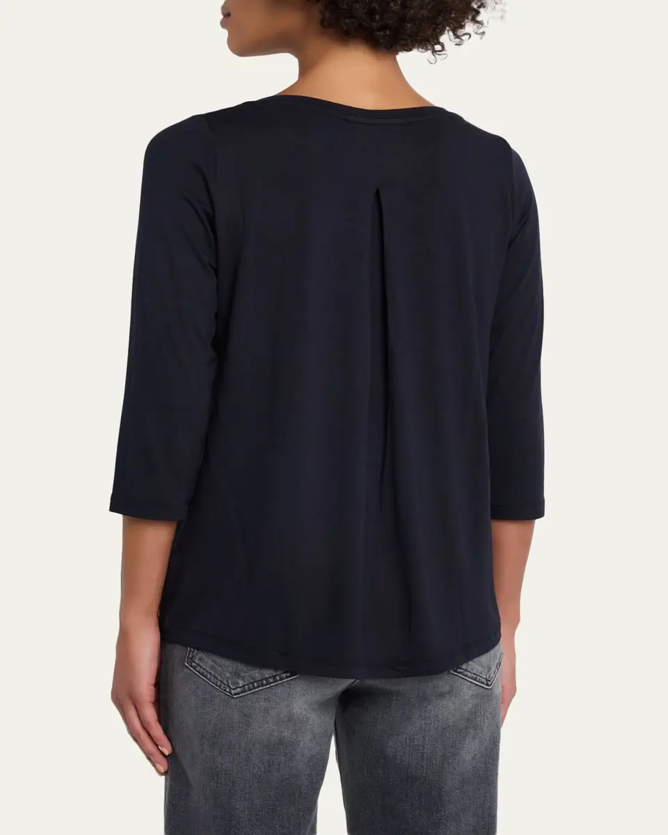 MAJESTIC FILATURES Soft Touch 3/4-Sleeve Pleat Back Crewneck Tee | Thumbnail 3 MAJESTIC FILATURES Soft Touch 3/4-Sleeve Pleat Back Crewneck Tee | Thumbnail 3