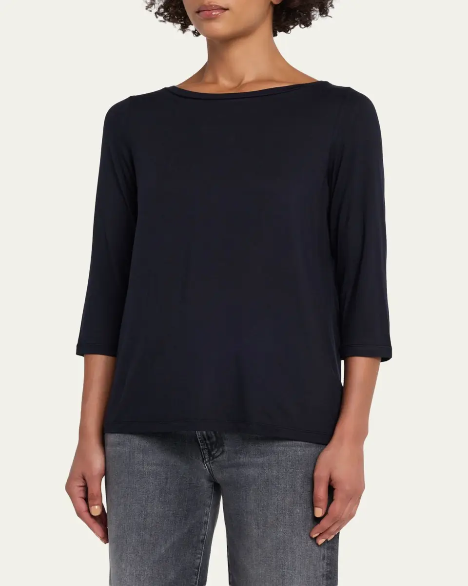 MAJESTIC FILATURES Soft Touch 3/4-Sleeve Pleat Back Crewneck Tee | Thumbnail 4 MAJESTIC FILATURES Soft Touch 3/4-Sleeve Pleat Back Crewneck Tee | Thumbnail 4