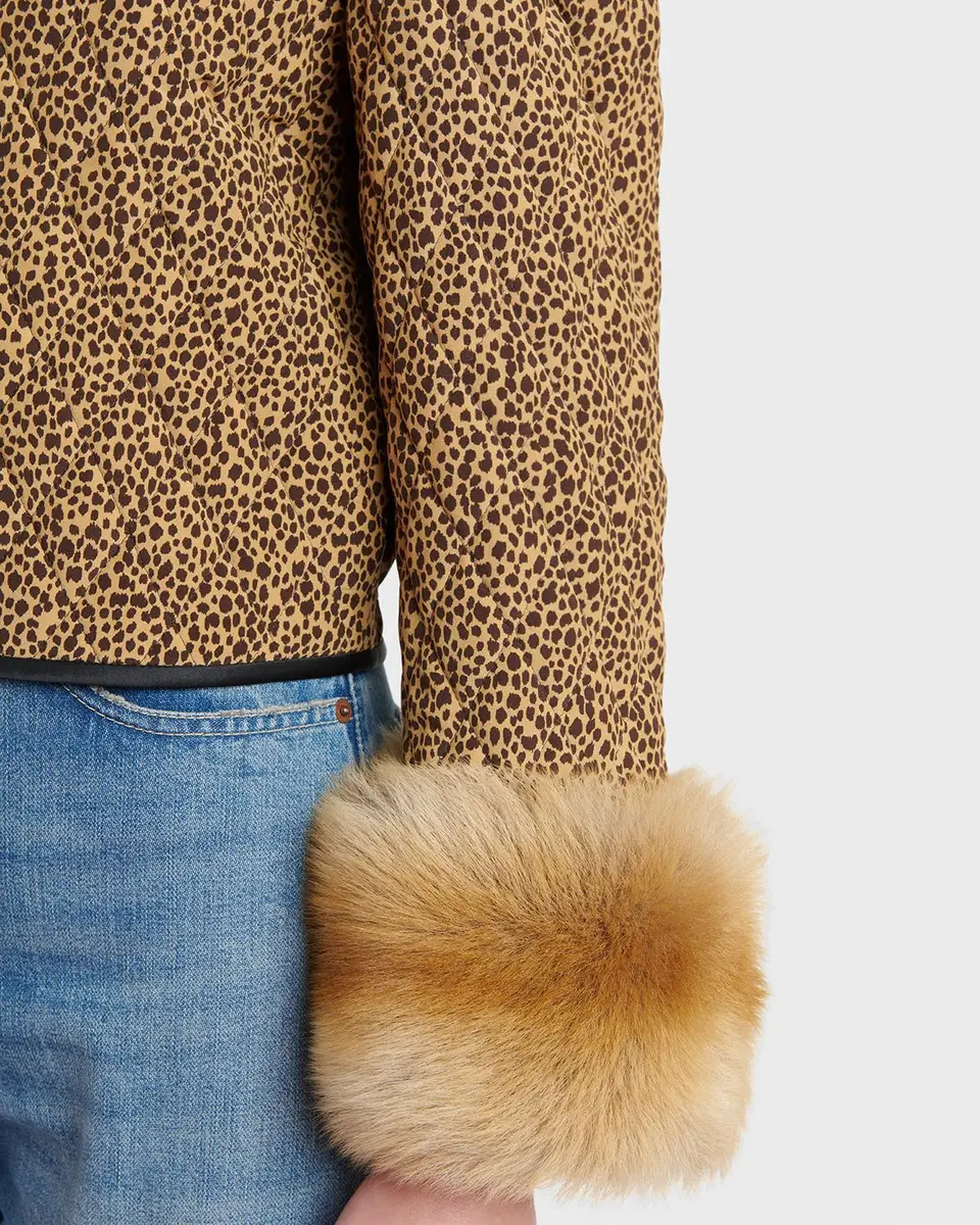 Valentino Garavani Quilted Spotted Silk Jacket with Lamb Shearling Cuffs | Thumbnail 5