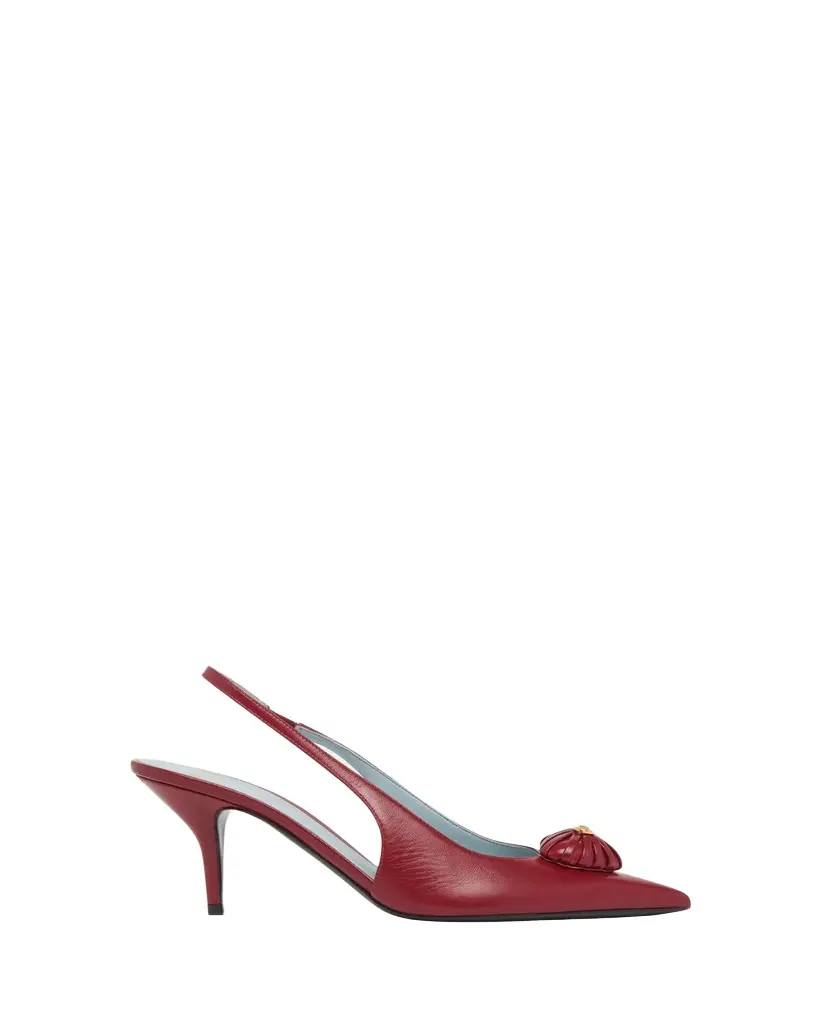 Valentino Garavani 75mm Coeur Royal Leather Slingback Pumps | Image 1 Valentino Garavani 75mm Coeur Royal Leather Slingback Pumps | Image 1