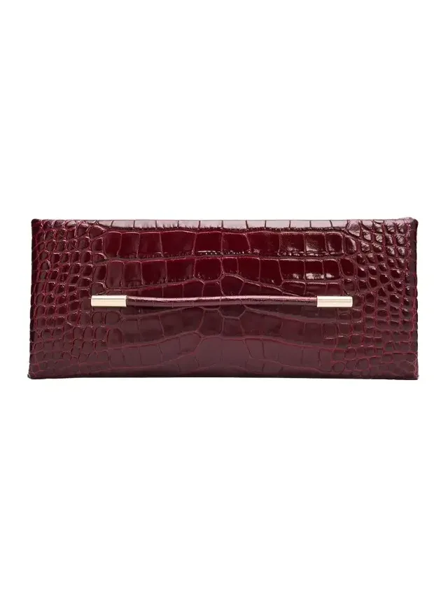 Ava Croc-Embossed Leather Clutch
