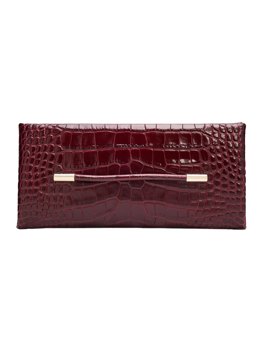 Ava Croc-Embossed Leather Clutch Ava Croc-Embossed Leather Clutch