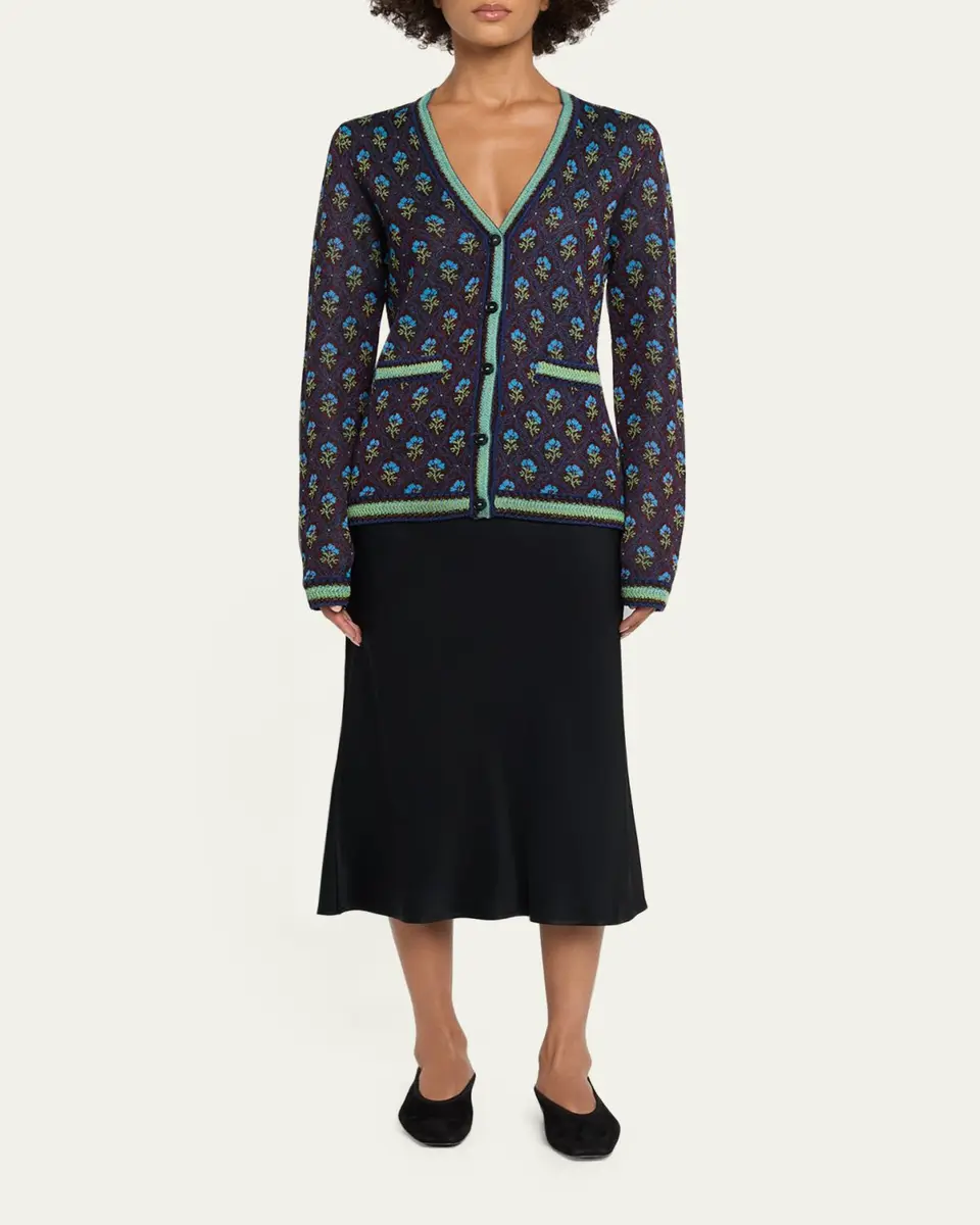 Etro Floral Knit V-Neck Cardigan | Thumbnail 2 Etro Floral Knit V-Neck Cardigan | Thumbnail 2