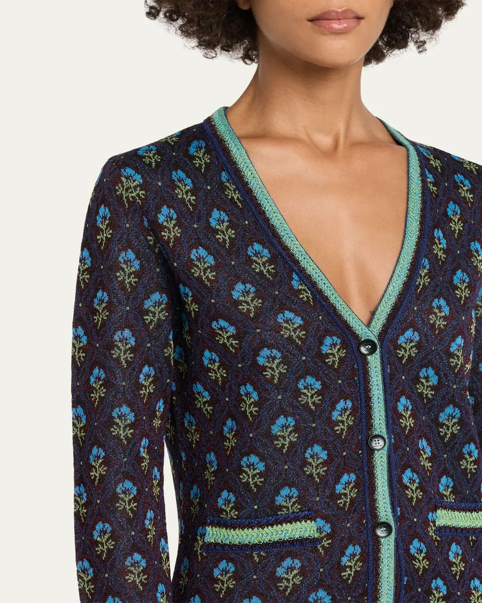 Etro Floral Knit V-Neck Cardigan | Thumbnail 5 Etro Floral Knit V-Neck Cardigan | Thumbnail 5