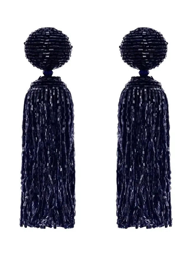 Metallic Beaded Tassel Clip-On Earrings Metallic Beaded Tassel Clip-On Earrings