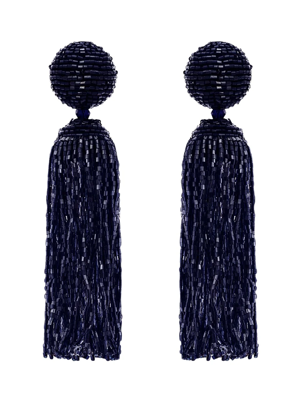Oscar de la Renta Metallic Beaded Tassel Clip-On Earrings