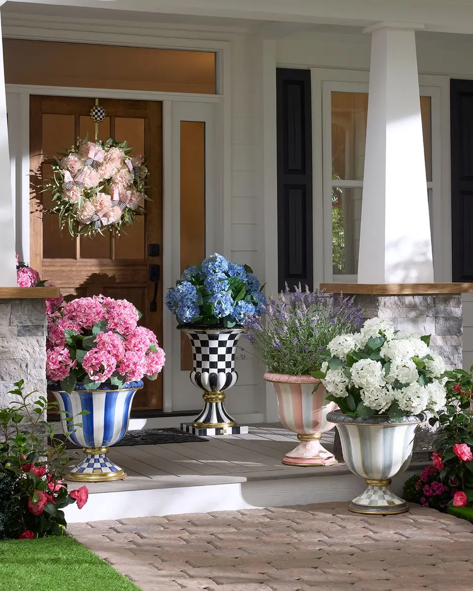 MacKenzie-Childs Courtly Check Pedestal Urn | Thumbnail 7
