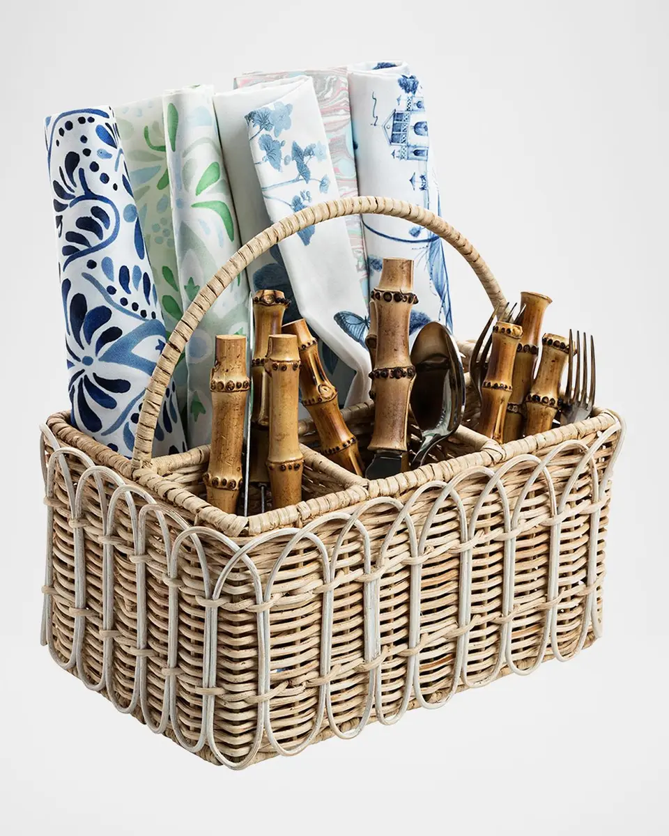 Juliska Provence Rattan Silverware Caddy - Whitewash | Thumbnail 4 Juliska Provence Rattan Silverware Caddy - Whitewash | Thumbnail 4