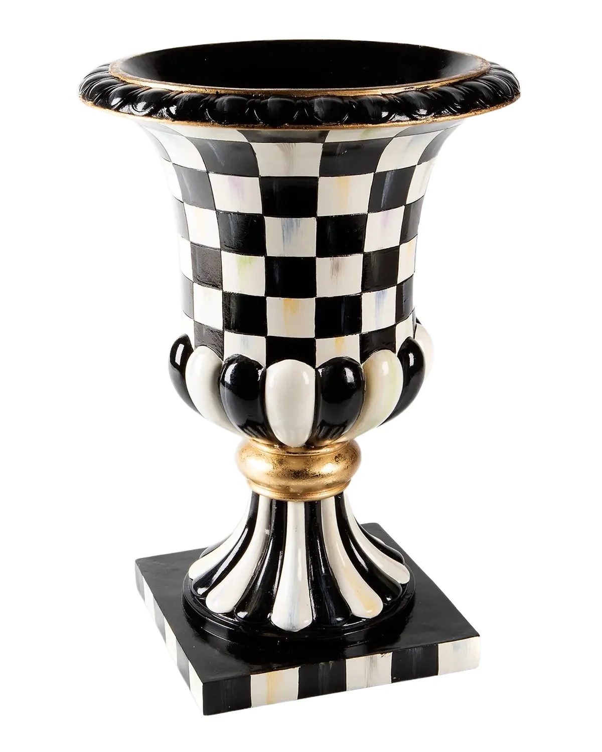 MacKenzie-Childs Courtly Check Pedestal Tabletop Urn