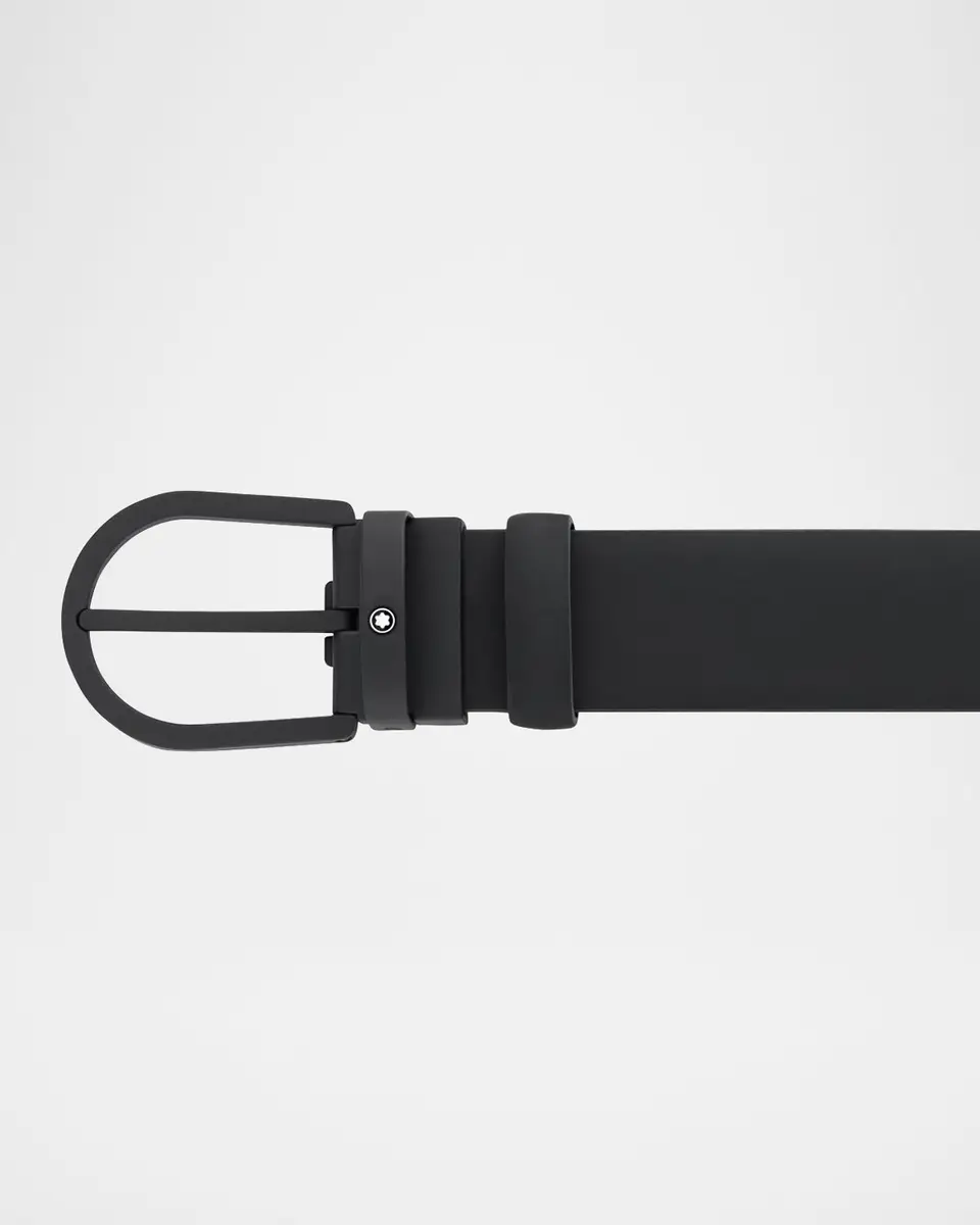 Montblanc Men's Tonal Horseshoe Buckle Leather Belt | Thumbnail 2 Montblanc Men's Tonal Horseshoe Buckle Leather Belt | Thumbnail 2