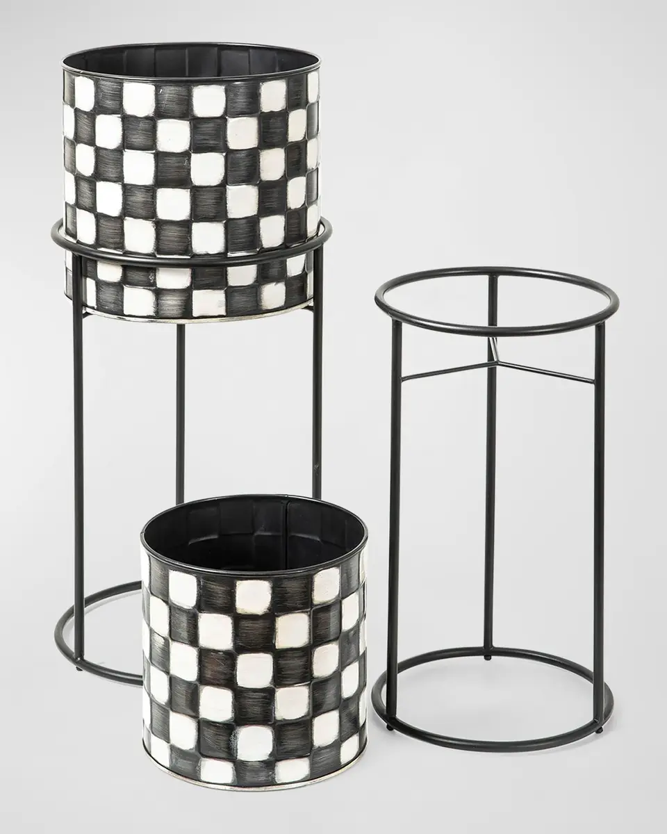 MacKenzie-Childs Check It Out Planters, Set of 2 | Thumbnail 2 MacKenzie-Childs Check It Out Planters, Set of 2 | Thumbnail 2