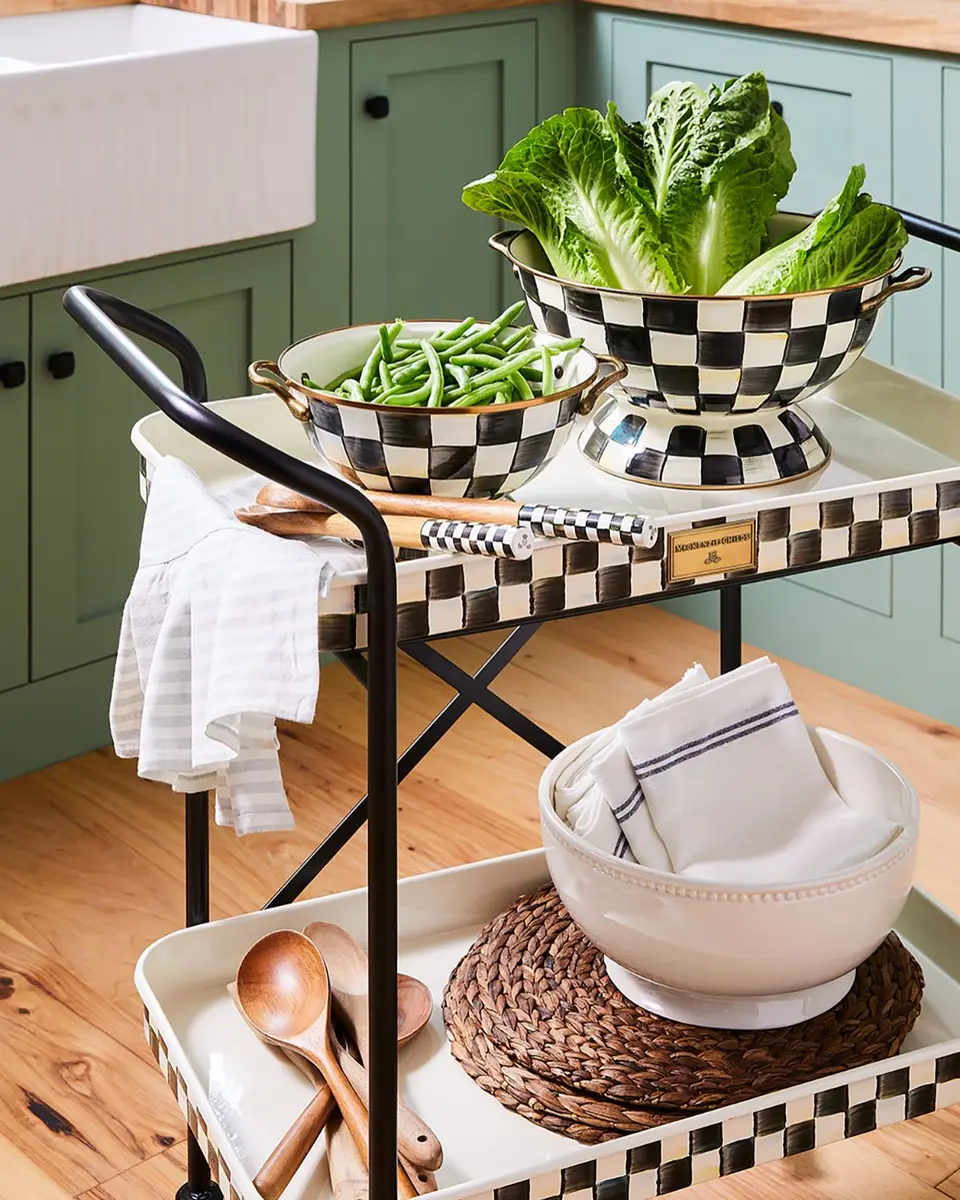 MacKenzie-Childs Courtly Check 2-Tier Kitchen Cart | Thumbnail 6